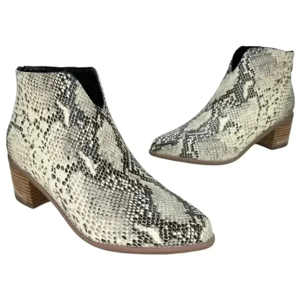 Aqua College Emily Leather Snake Print Waterproof Womens Booties Size 7M - Picture 14 of 14